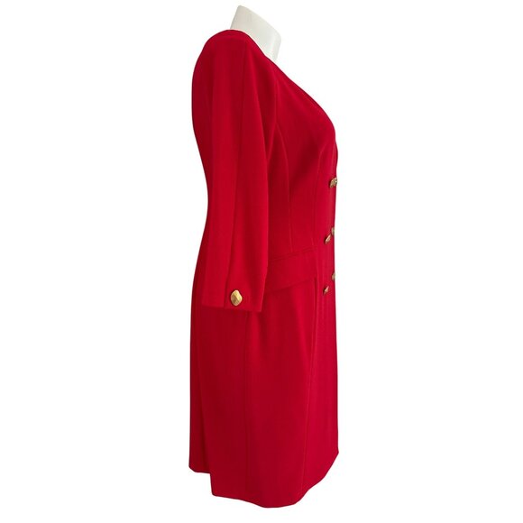 Donna Karan New York NWT $189 Cady Crepe V-Neck Jacket Dress, Red Women's 14 - Picture 5 of 11